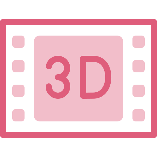 3d movie Detailed color Lineal color icon