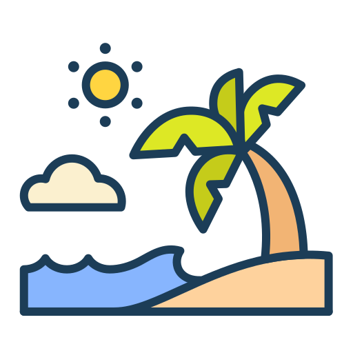 letnia plaża Generic Outline Color ikona