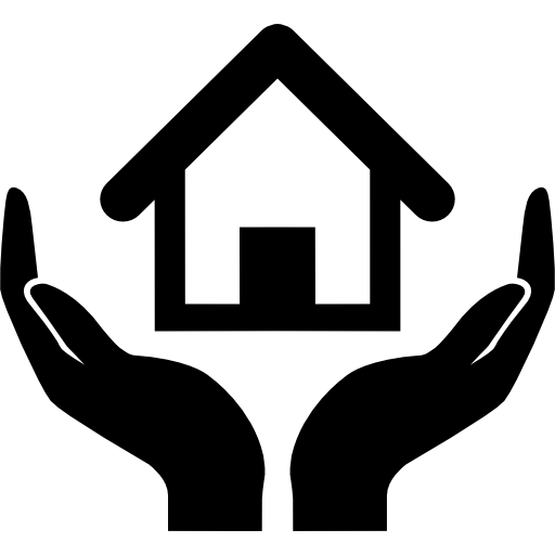 Home insurance symbol of a house on hands Basic Straight Filled icon