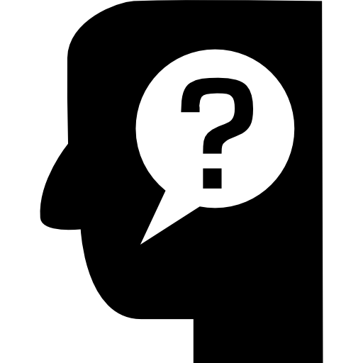 Speech bubble with question mark in man head  icon