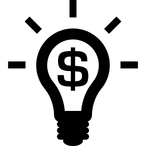 lampadina accesa con il simbolo del simbolo del dollaro dell'idea commerciale  icona