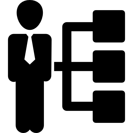 biznesmen z grafiką hierarchii  ikona