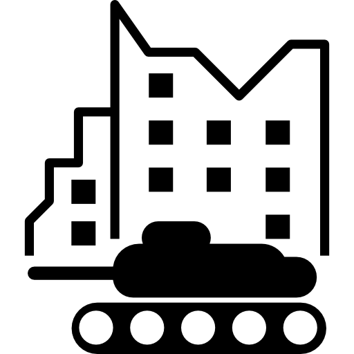 Военный танк на улице города  иконка