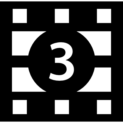 photogramme de bande de film avec numéro trois  Icône