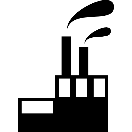 budynek przemysłowy z zanieczyszczeniami  ikona