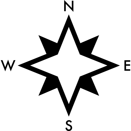 kardinalpunkte auf windsternsymbol  icon