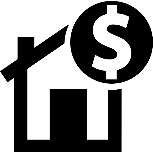 casa con símbolo de dinero Basic Straight Filled icono