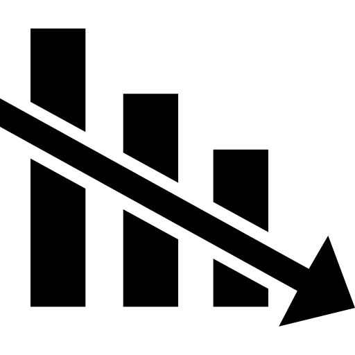 gráfico de barras descendentes de estadísticas financieras Basic Straight Filled icono