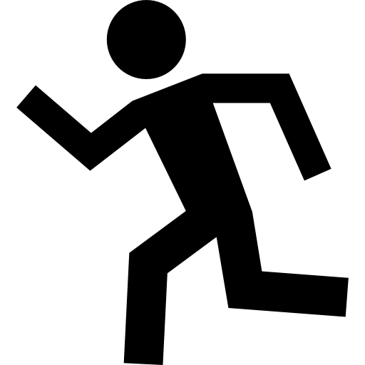 Running man silhouette to left  icon