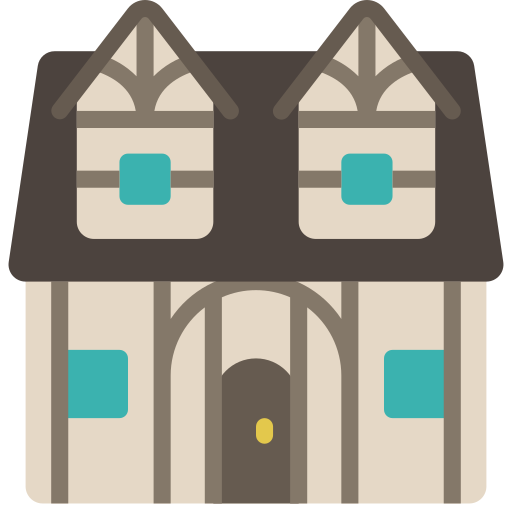 Victorian house Juicy Fish Flat icon