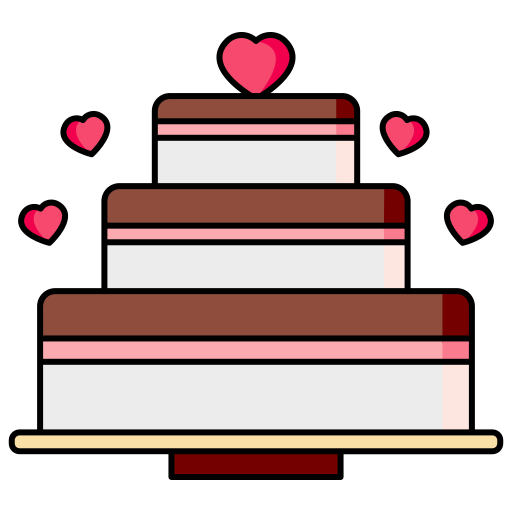 pastel de boda Generic Thin Outline Color icono