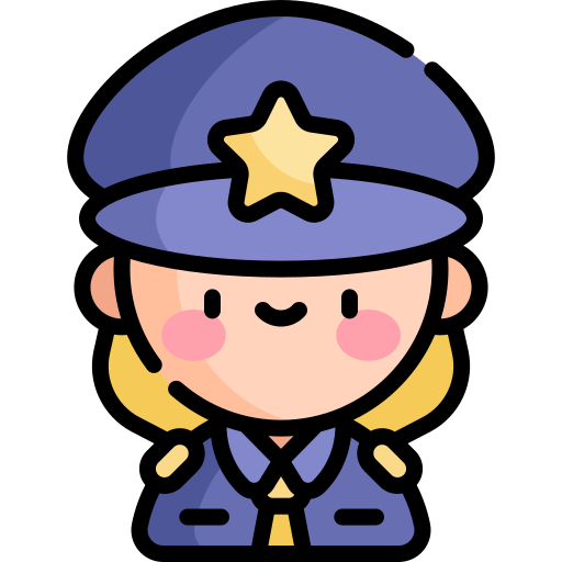 politieagente Kawaii Lineal color icoon