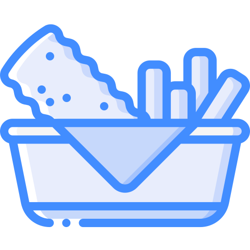 Fish and chips Basic Miscellany Blue icon