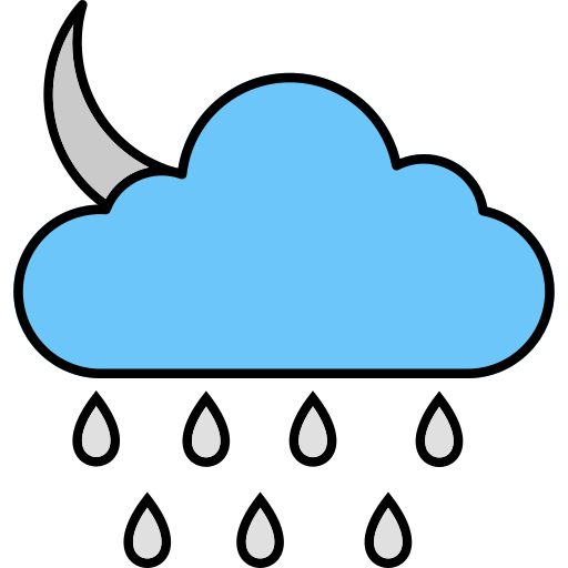 雨の夜 Generic Thin Outline Color icon