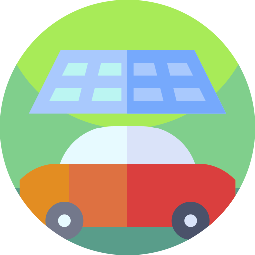Solar car Geometric Flat Circular Flat icon
