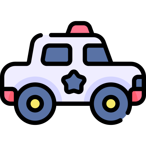 coche de policía Kawaii Lineal color icono