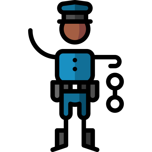 politie agent Puppet Characters Lineal Color icoon