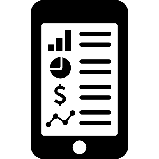 analítica móvil en pantalla  icono