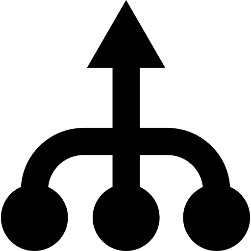 símbolo de flecha ascendente con tres círculos  icono