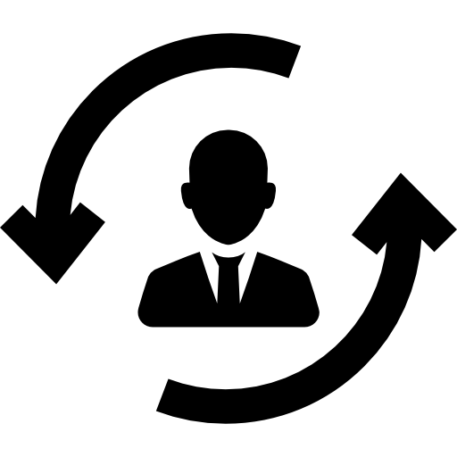 Man between two circular rotating arrows Pictograms Fill icon