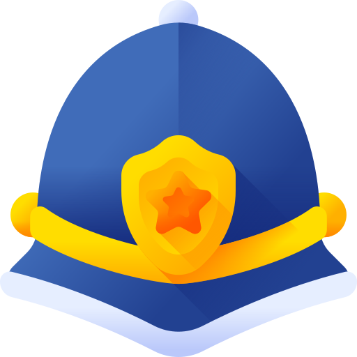 sombrero de policia 3D Color icono