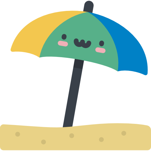 Beach umbrella Kawaii Flat icon