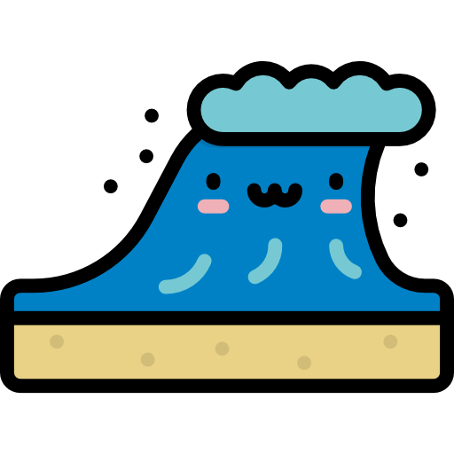 Волна Kawaii Lineal color иконка