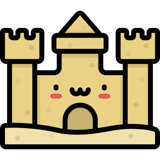 Замок из песка Kawaii Lineal color иконка