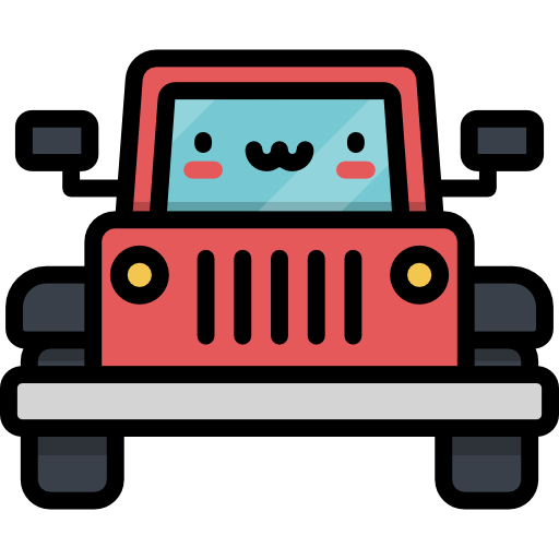 jeep Kawaii Lineal color ikona