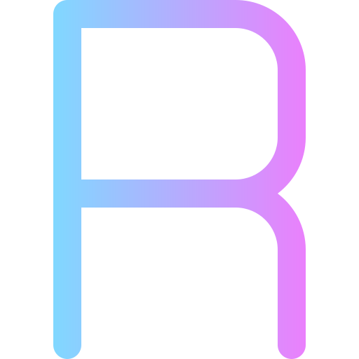litera r Super Basic Rounded Gradient ikona