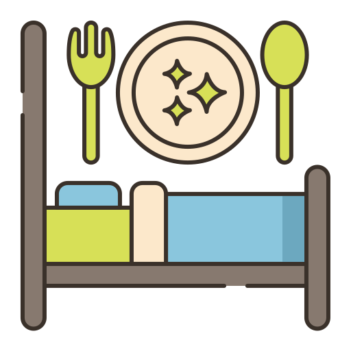 Кровать и завтрак Flaticons Lineal Color иконка