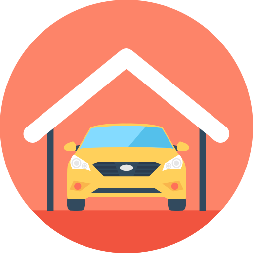 garaje Flat Color Circular icono