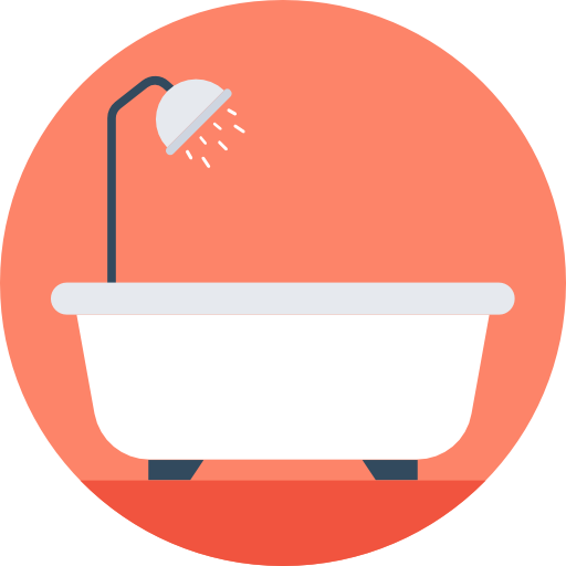 목욕통 Flat Color Circular icon