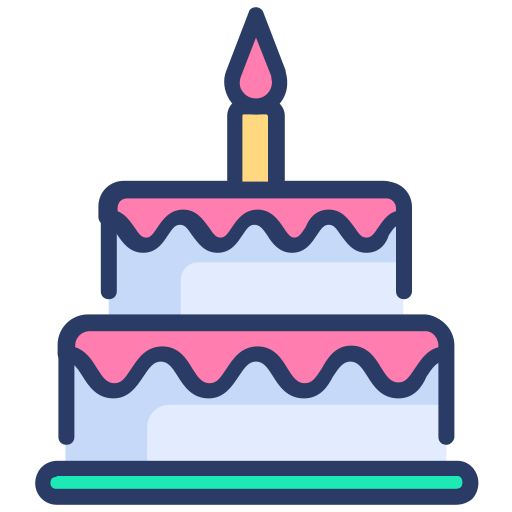 pastel de cumpleaños Generic Outline Color icono