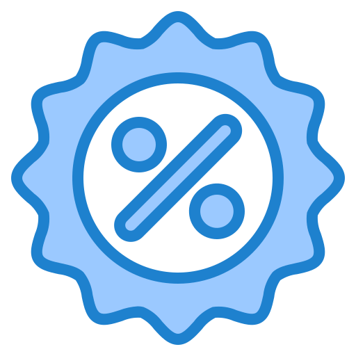 Discount badge srip Blue icon