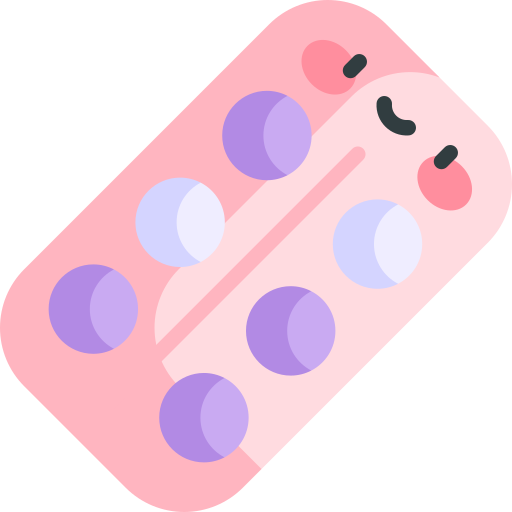 píldoras anticonceptivas Kawaii Flat icono