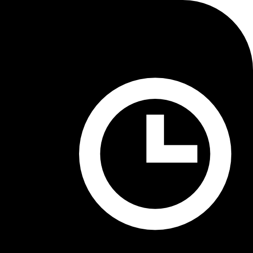 Clock in a square with one rounded corner  icon