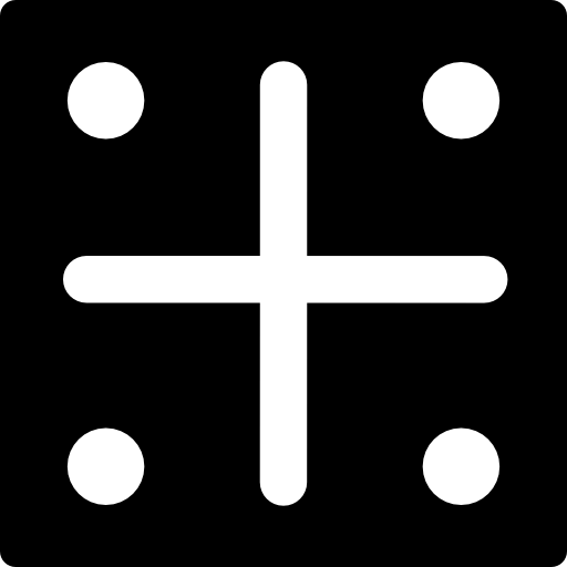 vierkant symbool met een kruis erin en vier stippen  icoon