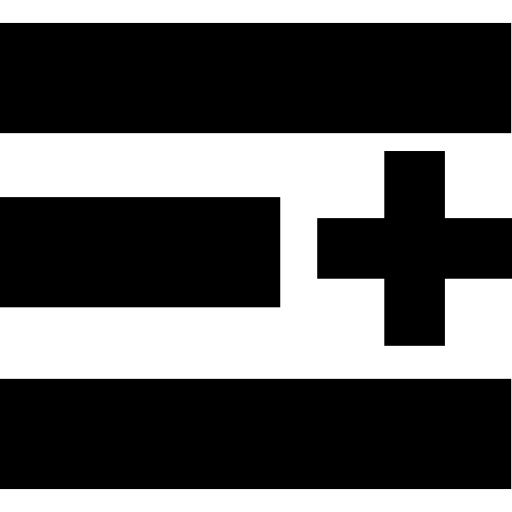 trois lignes horizontales avec signe plus  Icône