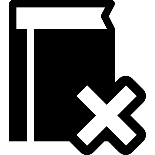 libro con símbolo de borrar cruz  icono