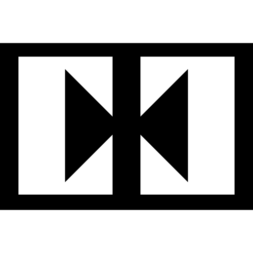 due frecce in rettangoli che puntano al centro  icona