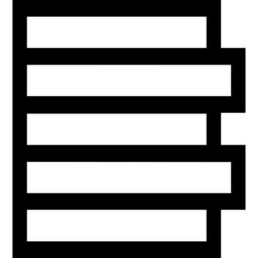 Символ контура пяти прямоугольников выравнивания по левому краю  иконка