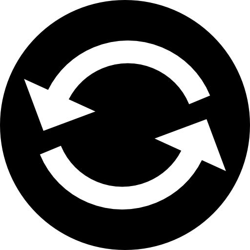 simbolo di due frecce circolari in un cerchio  icona