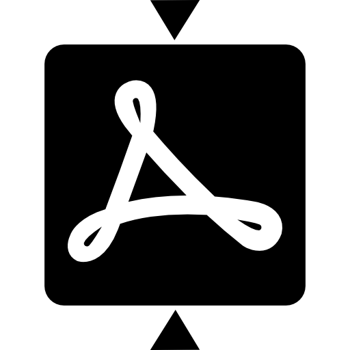 Adobe reader logotype with two arrows  icon