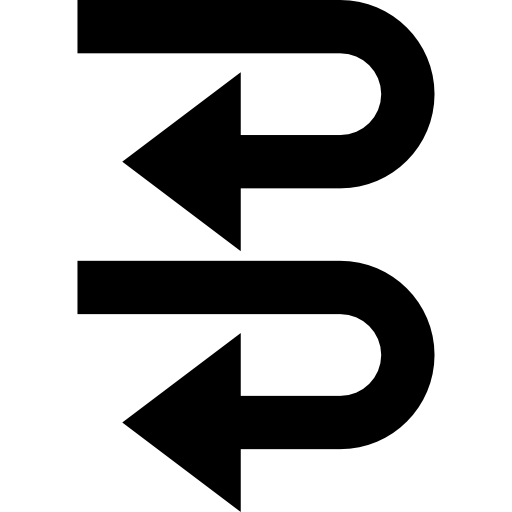 simbolo di due frecce curve indietro  icona