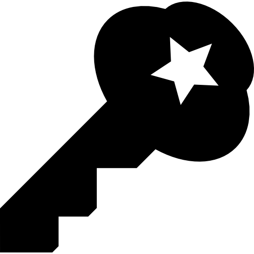 llave con símbolo de interfaz de seguridad estrella  icono