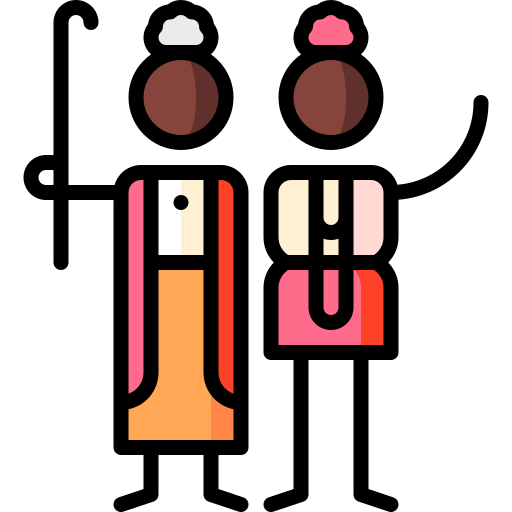 moeder en dochter Puppet Characters Lineal Color icoon