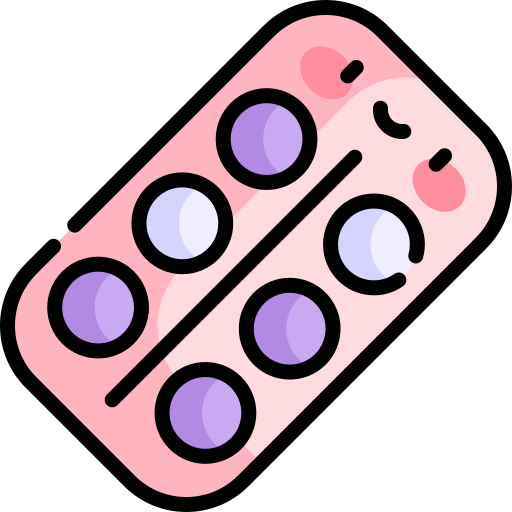 pílulas anticoncepcionais Kawaii Lineal color Ícone