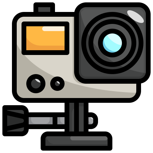 cámara de acción Generic Outline Color icono