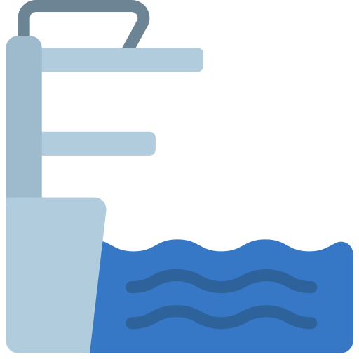 Diving board Juicy Fish Flat icon